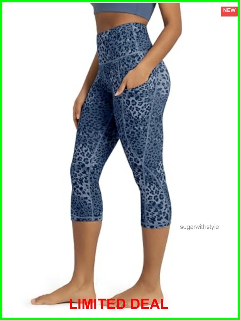 High Waisted Yoga Capris Leggings with Pockets Tummy Control 4 Way Stretch